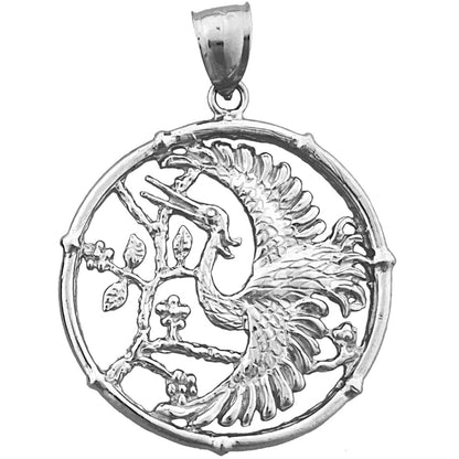 14K Gold Heron Bird Pendant