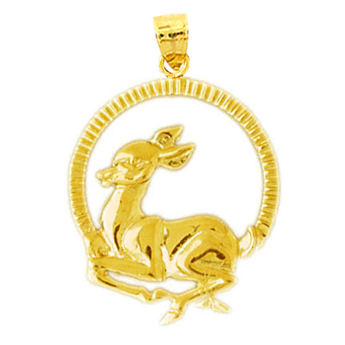 14K Gold Encircled Deer Pendant