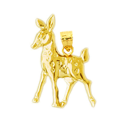 14K Gold Bambi Deer Pendant