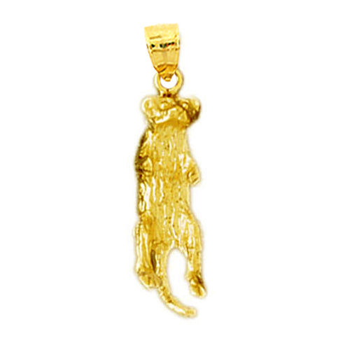 14K Gold 3D Badger Charm