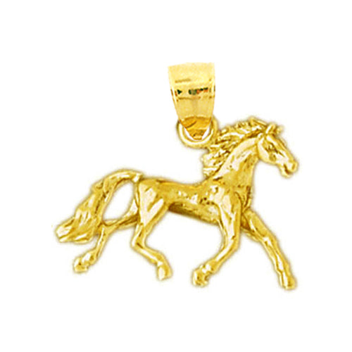14K Gold 3D Horse Pendant