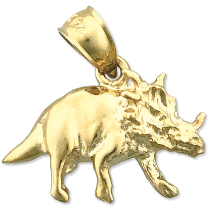 14K Gold Prehistoric Triceratops Charm