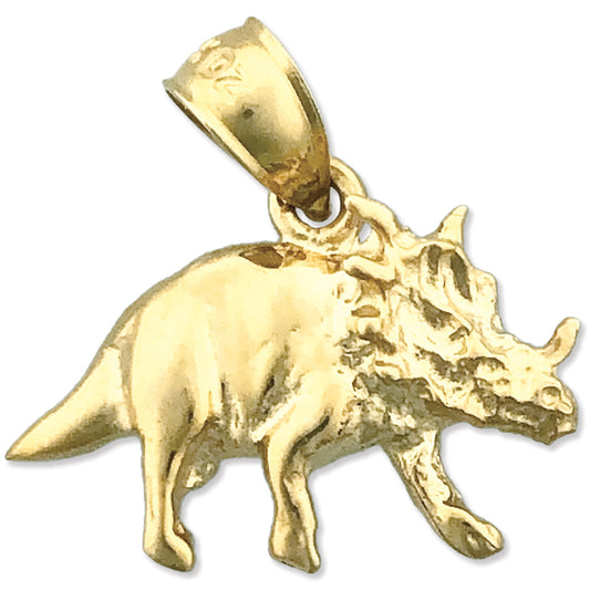 14K Gold Prehistoric Triceratops Charm