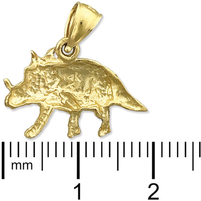 14K Gold Prehistoric Triceratops Charm