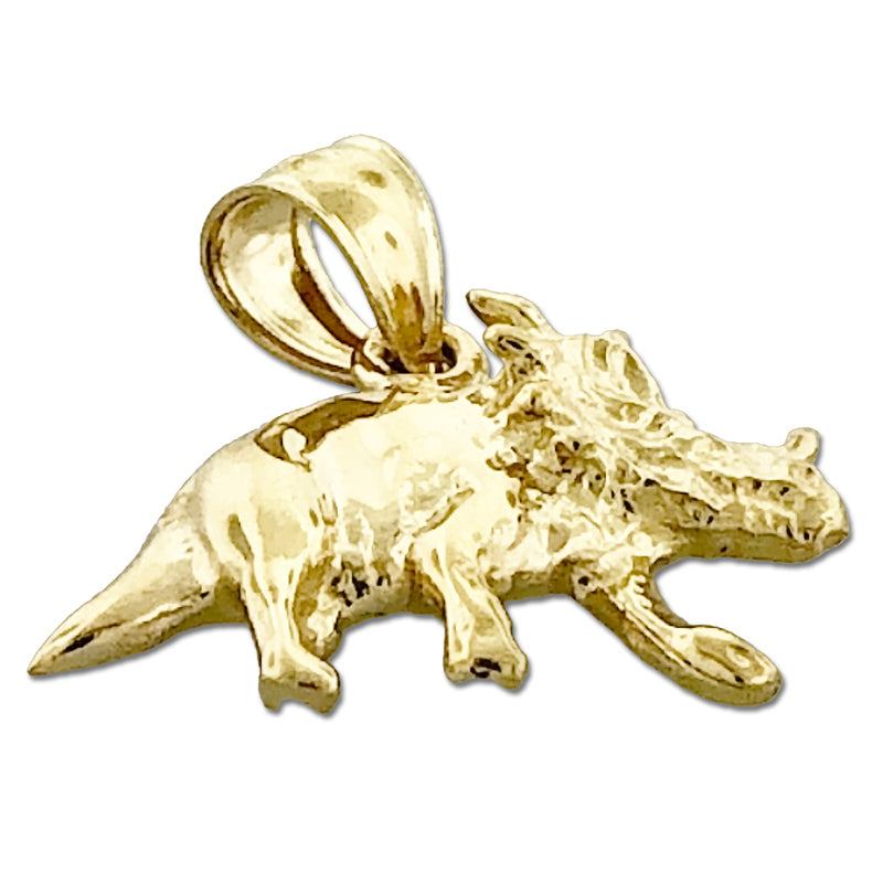 14K Gold Prehistoric Triceratops Charm