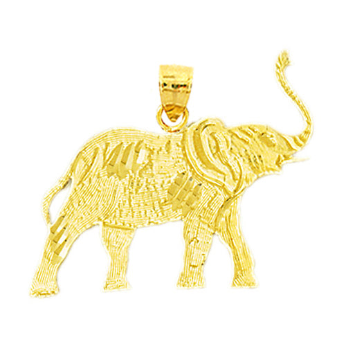 14K Gold 30MM Silhouette Elephant Pendant