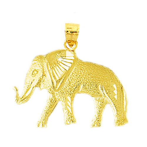 14K Gold 26MM Elephant Pendant