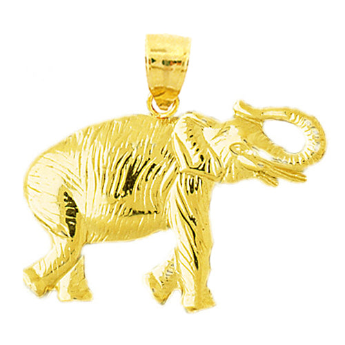 14K Gold 34MM Elephant Pendant