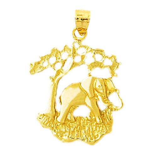 14K Gold Savannah Elephant Pendant