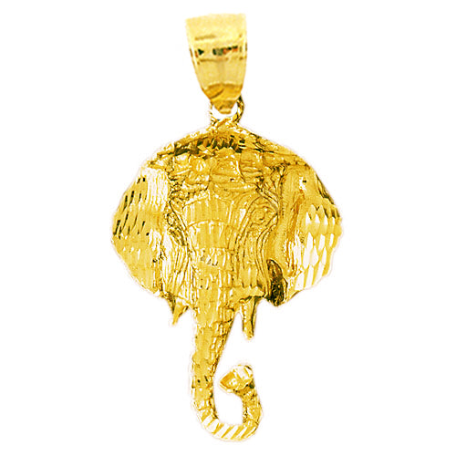 14K Gold 37MM Elephant Head Pendant