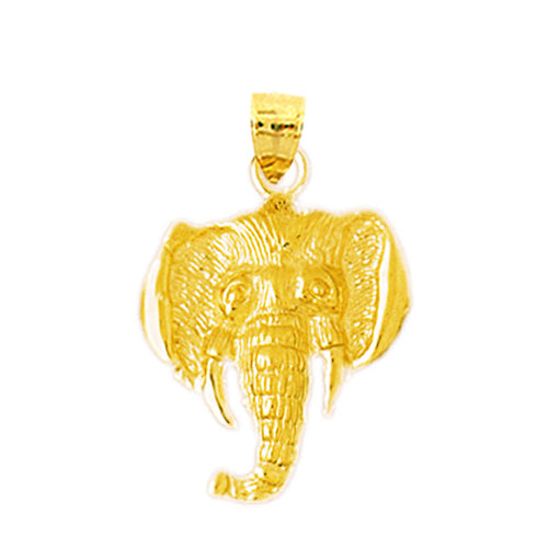 14K Gold Elephant Head Pendant