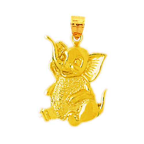 14K Gold Sitting Elephant Pendant