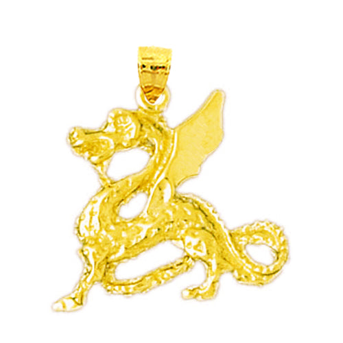 14K Gold Dragon Pendant