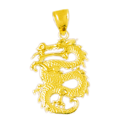 14K Gold 3D Serpent Dragon Pendant