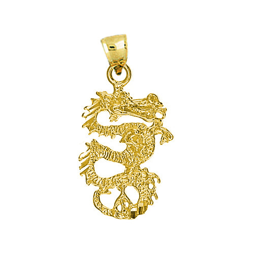 14K Gold 3D Serpent Dragon Charm