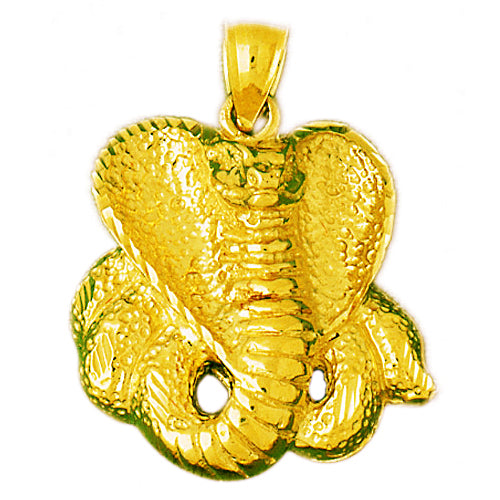 14K Gold 28MM Cobra Pendant