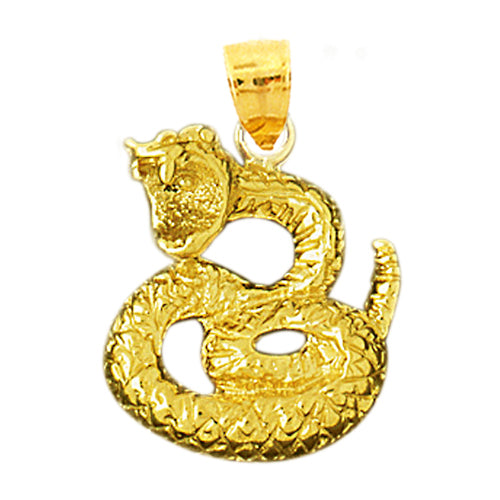 14K Gold Hissing Snake Pendant