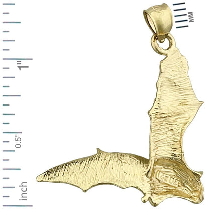 14K Yellow or White Gold Flying Bat Pendant
