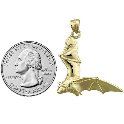14K Yellow or White Gold Flying Bat Pendant