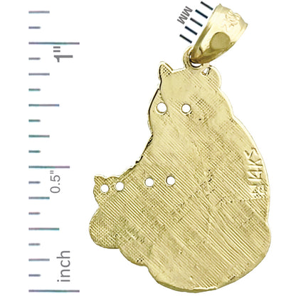 14K Gold Panda Bear with Cubs Pendant