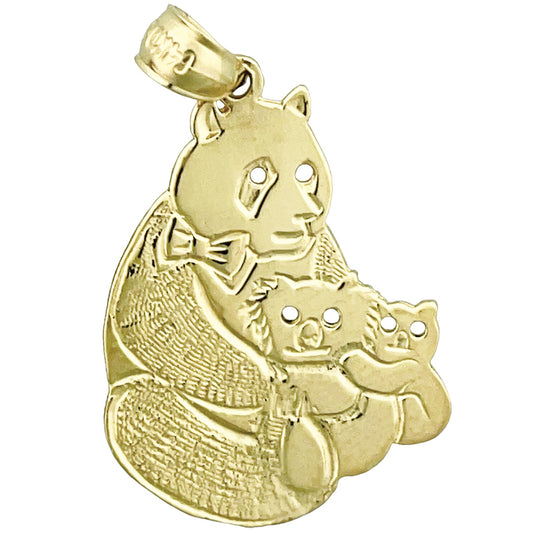 14K Gold Panda Bear with Cubs Pendant
