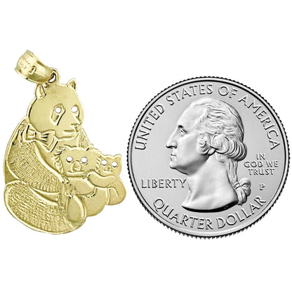 14K Gold Panda Bear with Cubs Pendant