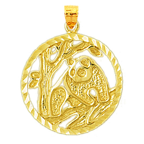 14K Gold Encircled Panda Medallion
