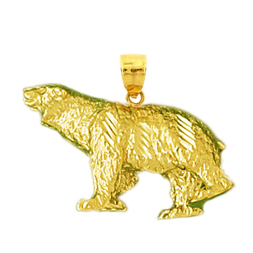 14K Gold Prowling Bear Pendant