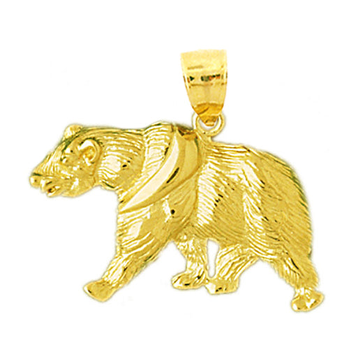 14K Gold Walking Bear Pendant