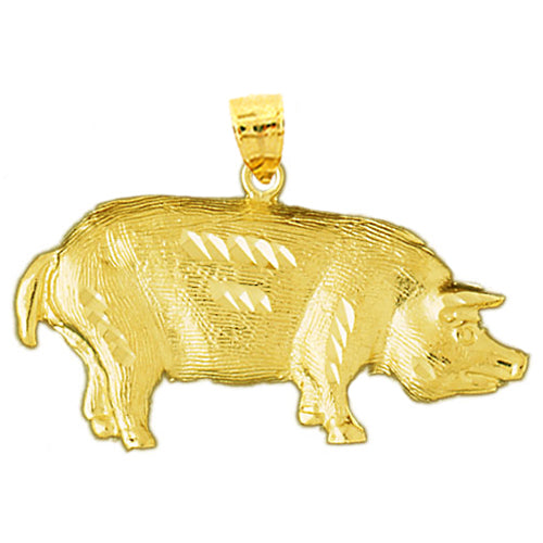 14K Gold 42MM Pig Pendant