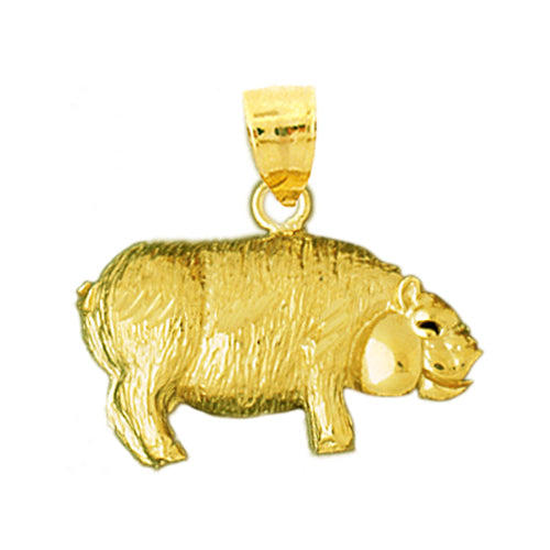 14K Gold Bristly Pig Pendant