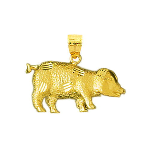 14K Gold Pig Pendant
