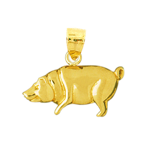 14K Gold 22MM Pig Charm