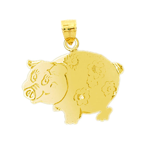 14K Gold Silhouette Pig Pendant