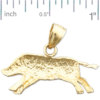 14K Gold Boar Pendant