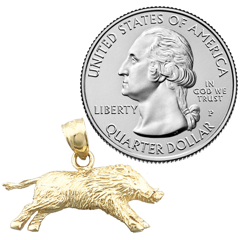 14K Gold Boar Pendant