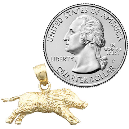 14K Gold Boar Pendant