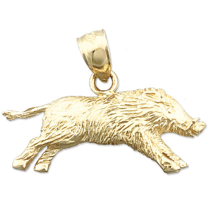 14K Gold Boar Pendant