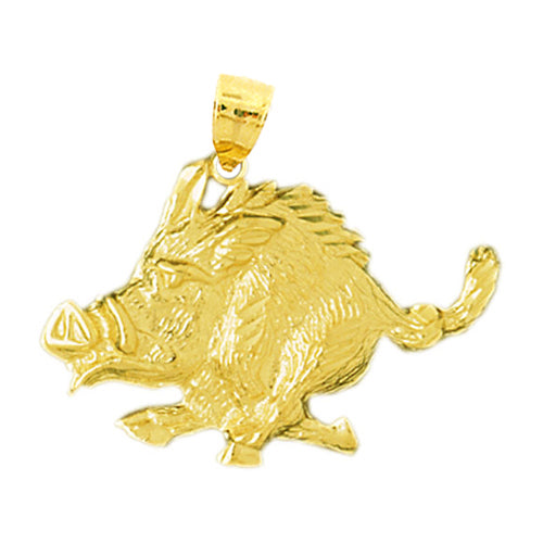 14K Gold Wild Boar Pendant