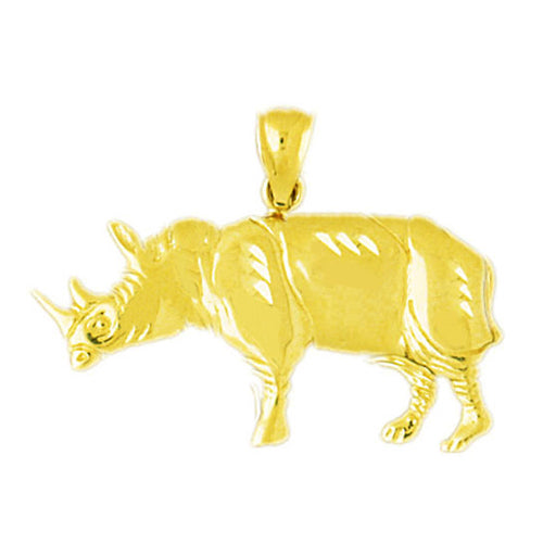 14K Gold 35MM Rhinoceros Pendant