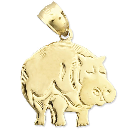 14K Gold Silhouette Hippopotamus Charm