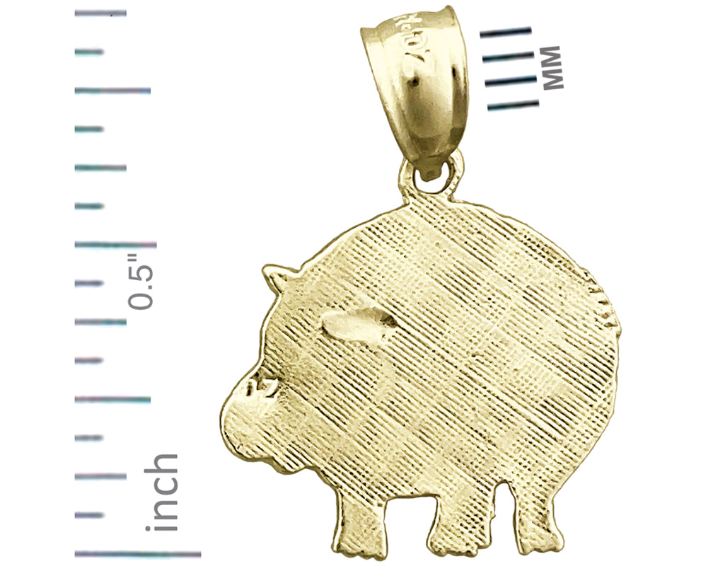14K Gold Silhouette Hippopotamus Charm