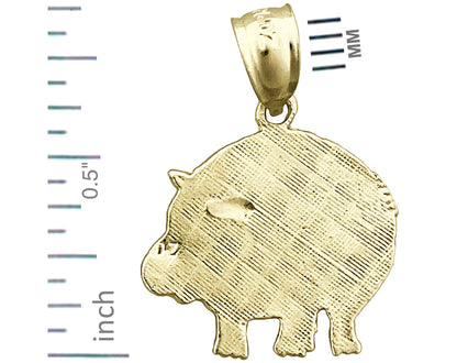 14K Gold Silhouette Hippopotamus Charm