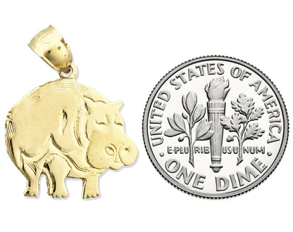 14K Gold Silhouette Hippopotamus Charm