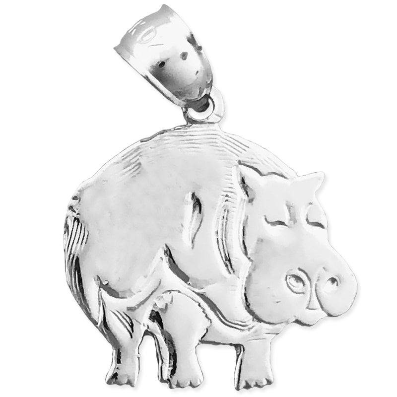 14K Gold Silhouette Hippopotamus Charm