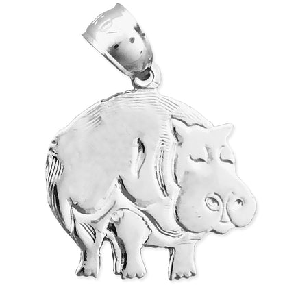 14K Gold Silhouette Hippopotamus Charm