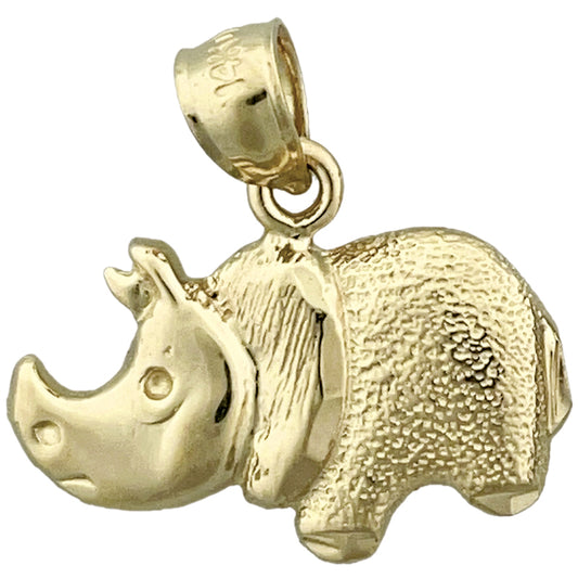 14K Gold Rhinoceros Charm