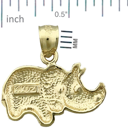 14K Gold Rhinoceros Charm