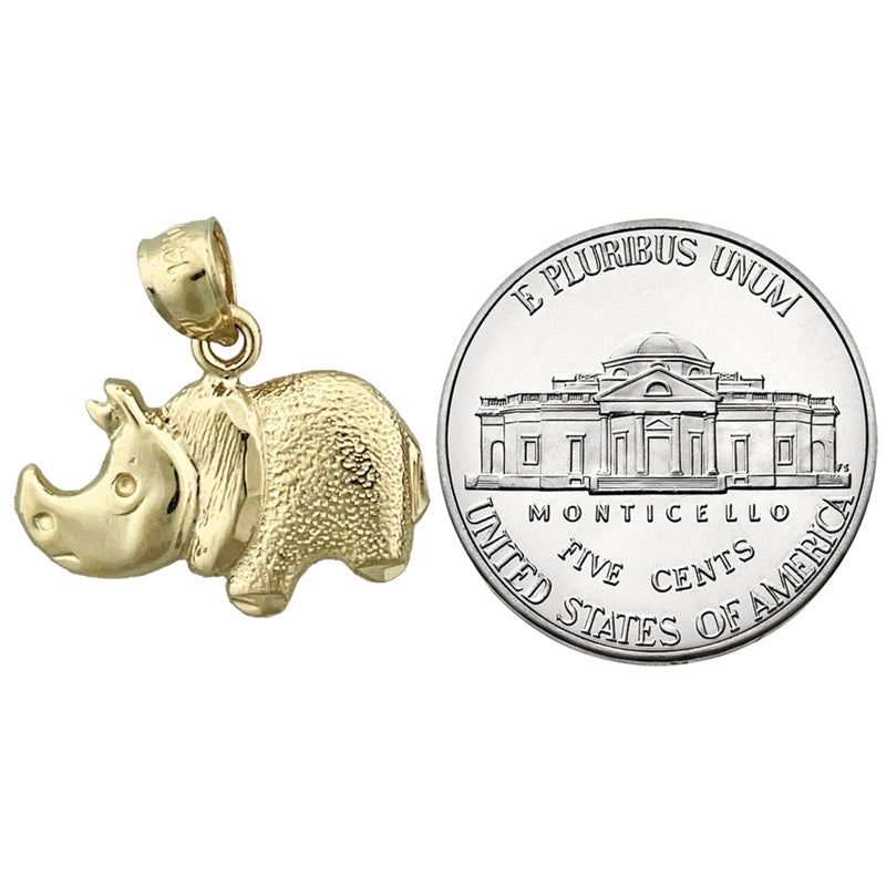 14K Gold Rhinoceros Charm
