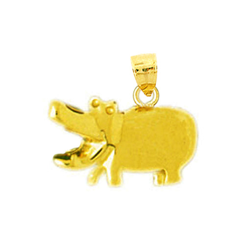 14K Gold Hippopotamus Charm